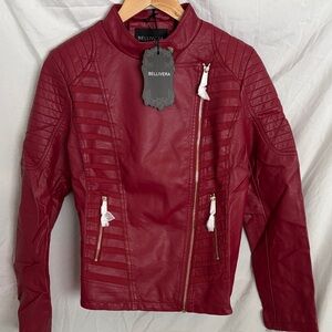 Bellivera Marin  Faux Leather Moto Jacket Size Large